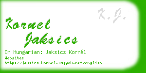 kornel jaksics business card